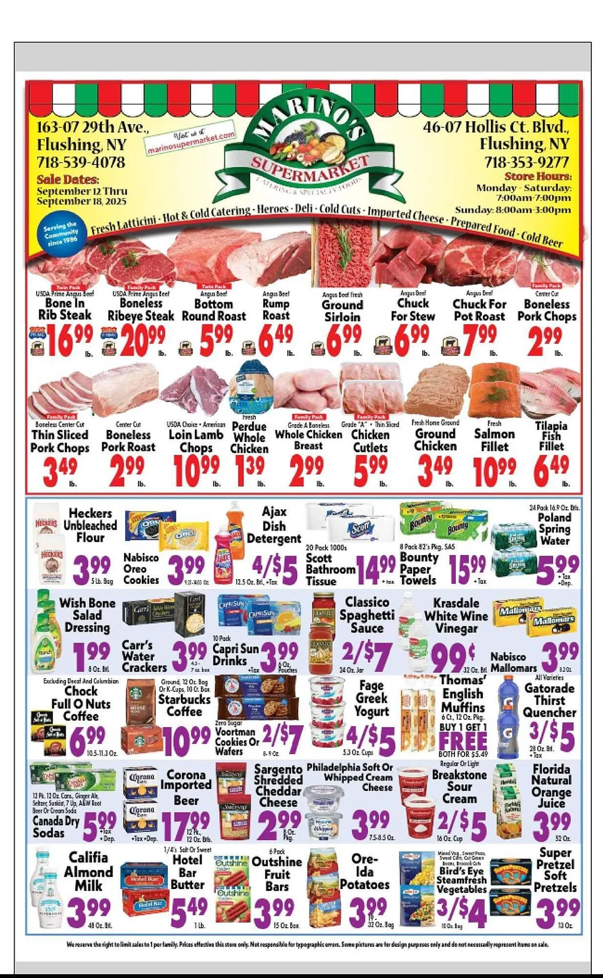 Weekly ad Marino's Supermarket weekly ad from September 12 to September 18 2025 - Page 1