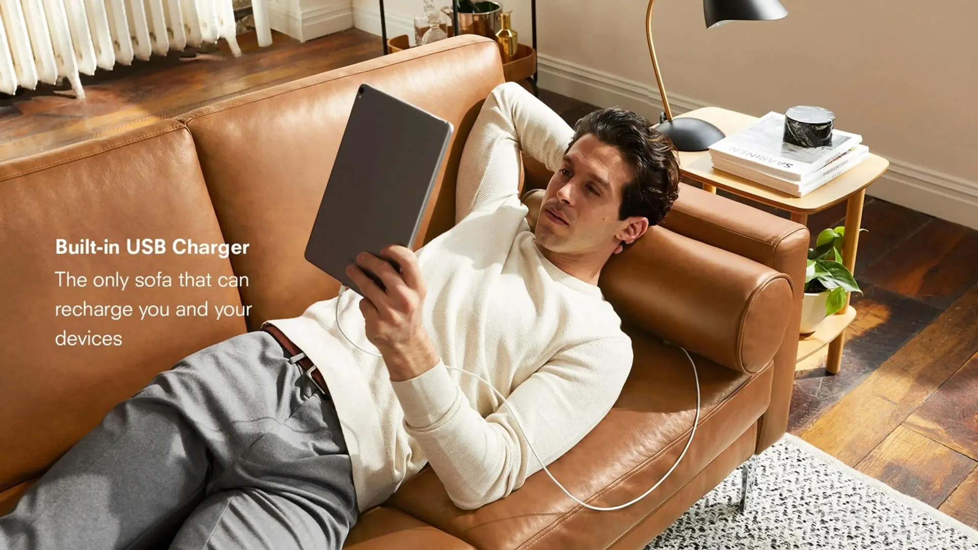 Arch Nomad Leather Sectional with Ottoman