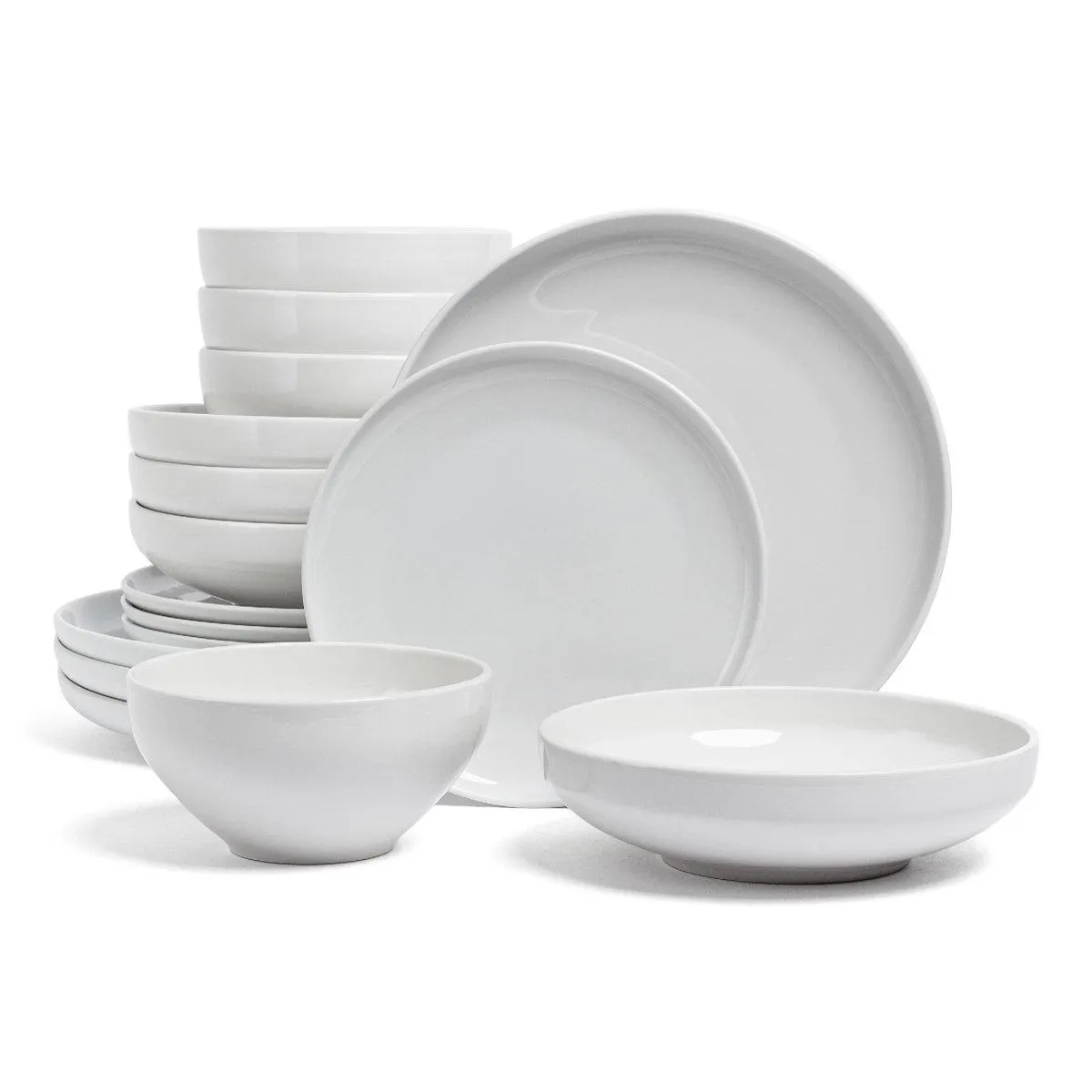 over&back Coupe 16-Piece Glossy White Hand-Finished Porcelain Dinnerware Set (Set of 4)