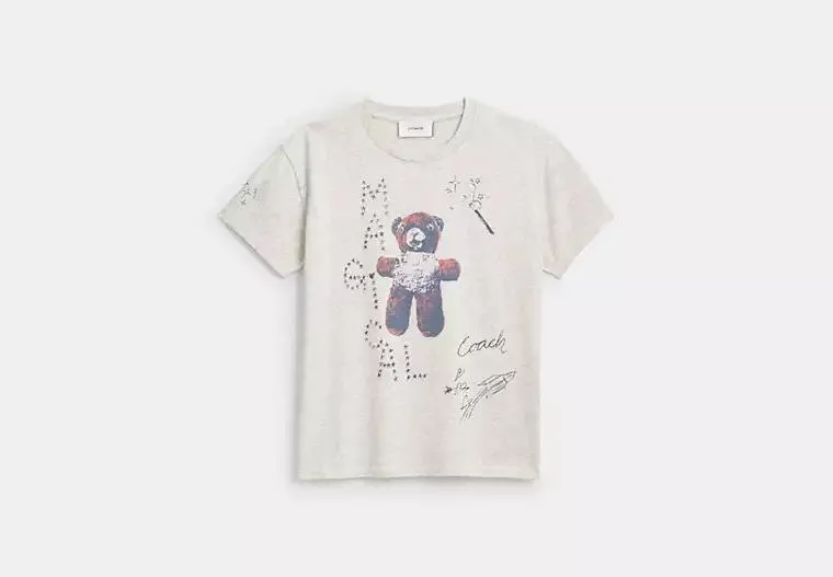 Bear Graphic Shrunken T Shirt In Organic Cotton