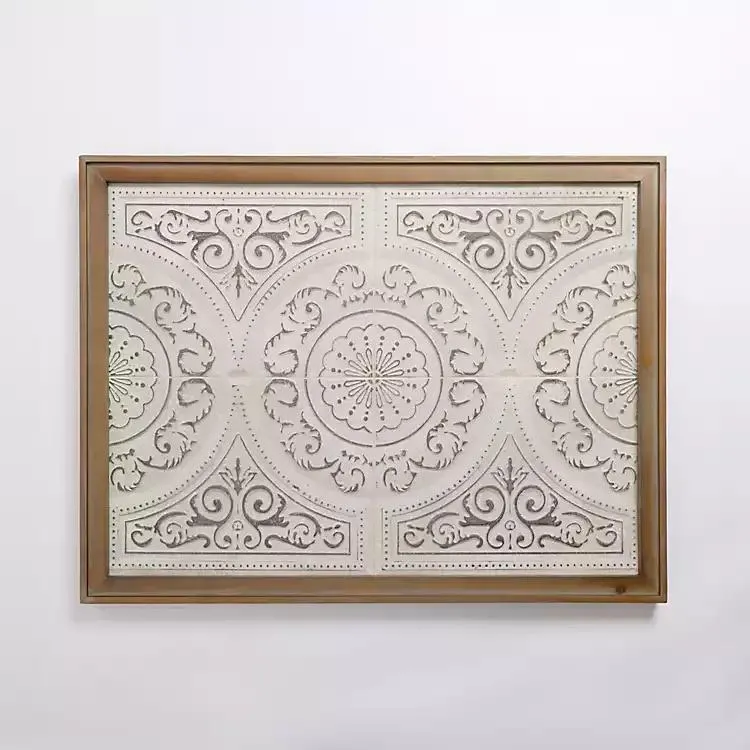 Silver Medallion Metal and Wood Wall Plaque