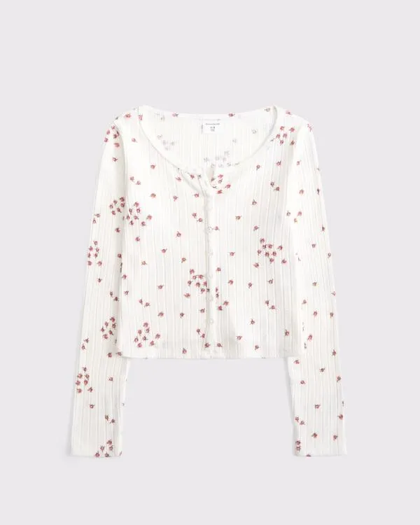 long-sleeve button-through tee