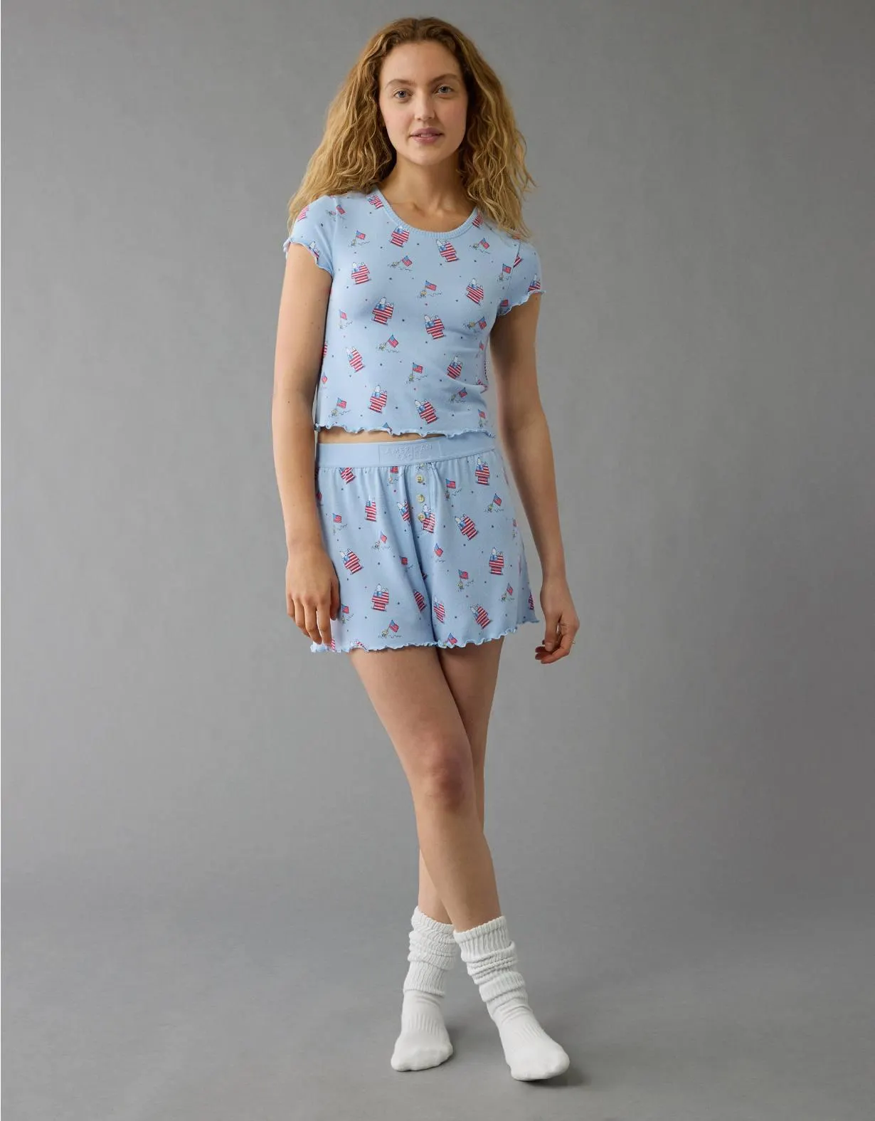 AE Snoopy Americana Plush Baby Tee PJ Set