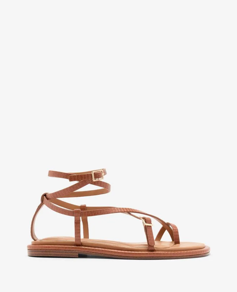 Paros Embossed Lizard Sandal - TAN