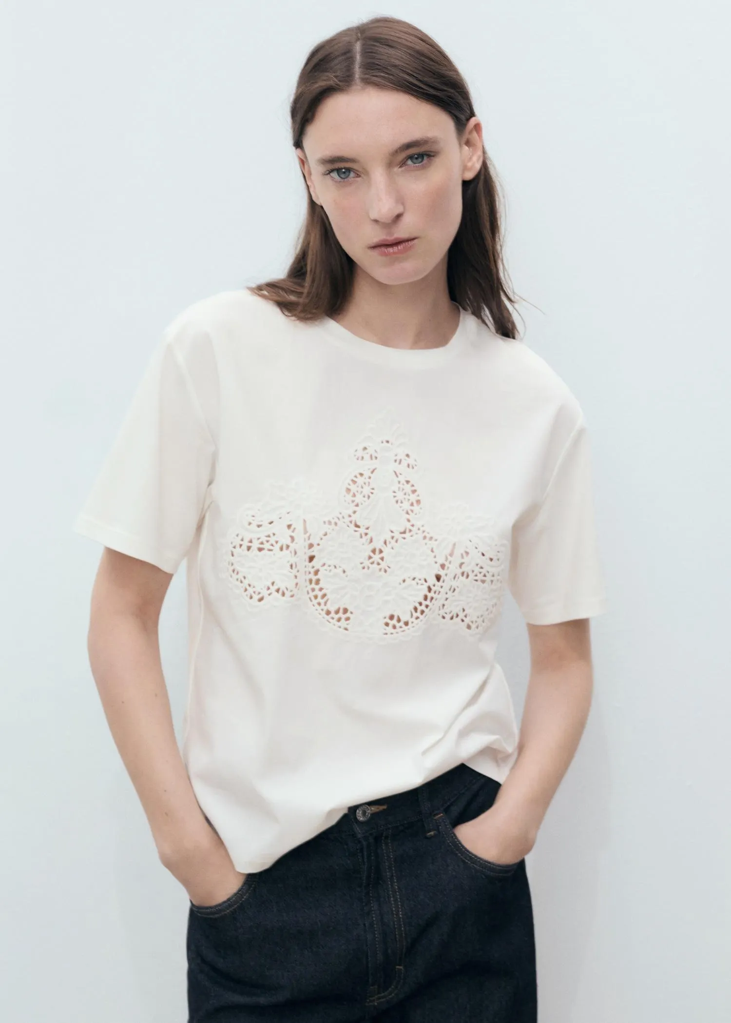 Embroidered cotton T-shirt