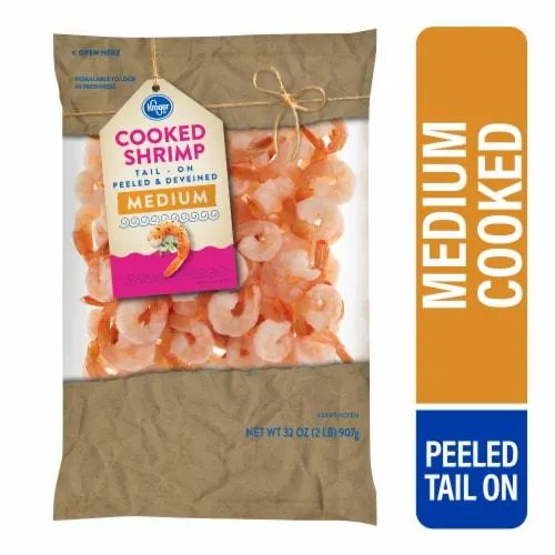 Kroger® Medium Peeled & Deveined Cooked Shrimp Tail-On