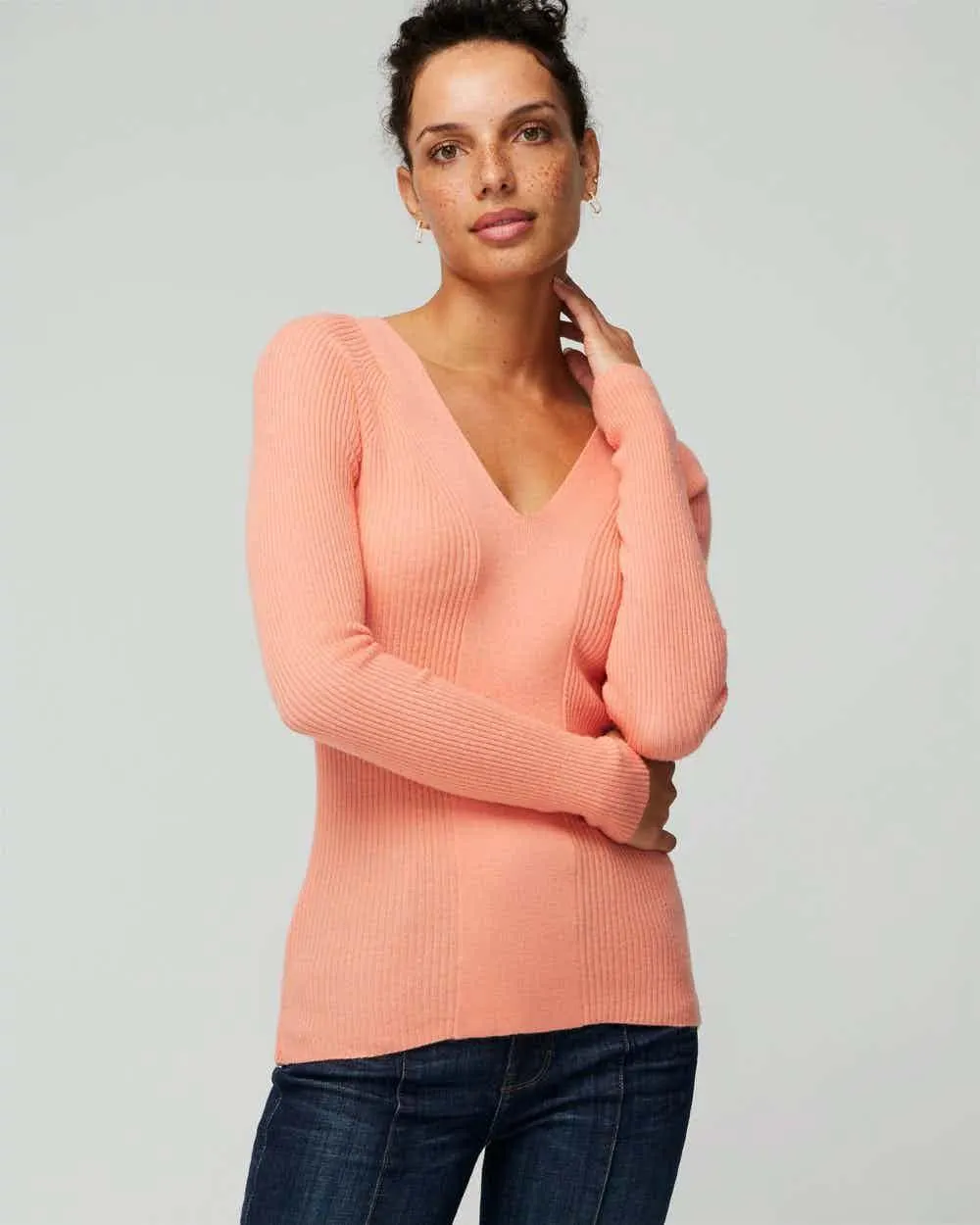 Long Sleeve Ribbed Twist Back Sweater