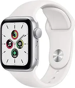 Apple Watch SE (GPS, 40mm) - Silver Aluminum Case with White Sport Band (Renewed)