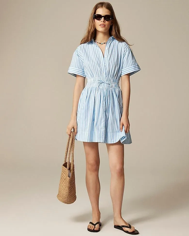 Elena mini shirtdress in striped cotton poplin