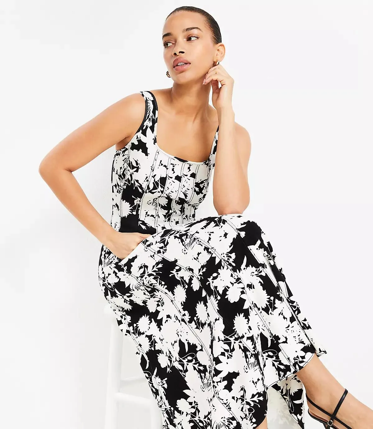 Garden Seamed Ponte Midi Dress