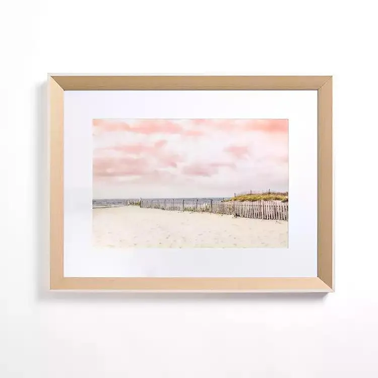 Pink Sky Beach Framed Art Print