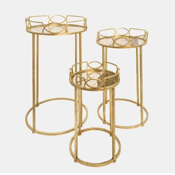 Aged Mirror Top Accent Tables Set of 3 by Sagebrook Home