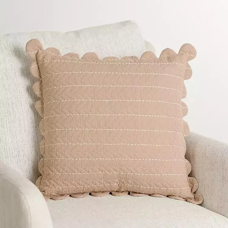 Taupe Scalloped Edge Pillow