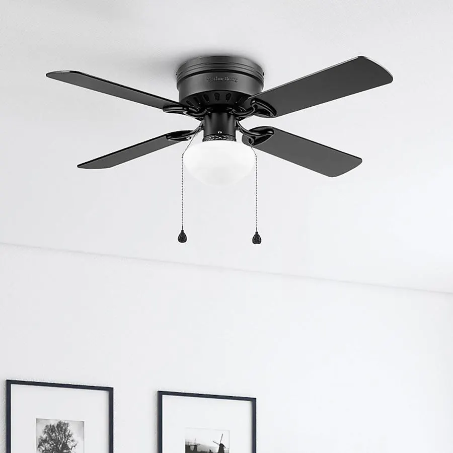 Harbor Breeze Armitage 42-in Flush Mount Matte Black with Black/Cocoa Blades Ceiling Fan With Light ( 4 -Blade )
