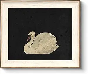 VIYYIEA Framed Wall Art for Living Room, Swan Art Canvas Prints, Vintage Home Decor, Animal Oil Painting Picture, Bathroom Wall Decor Gifts for Friends or Family -【Zwaan】-(10L x 8W)