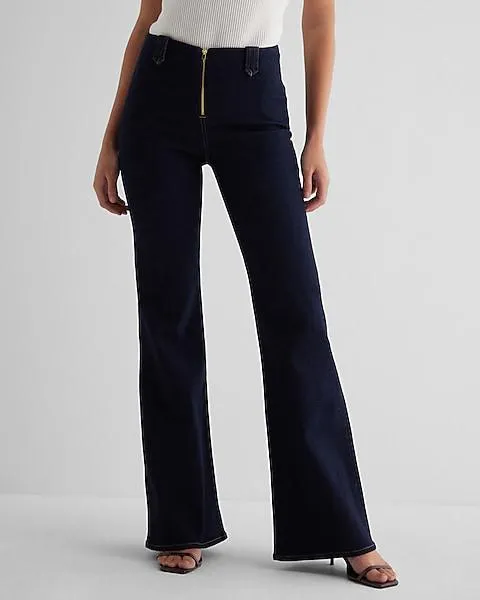 Mid Rise Rinse Exposed Zipper '70s Flare Jeans