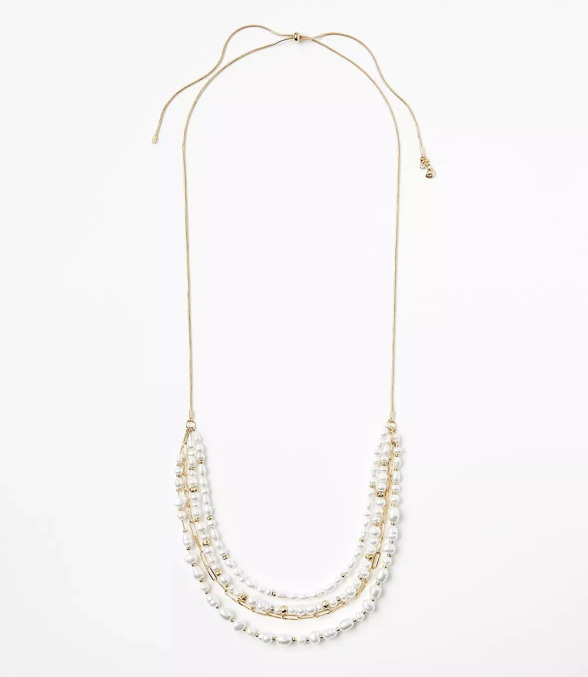 Pearlized Multistrand Pull Tie Necklace
