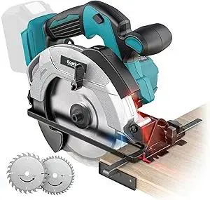 Ecarke Cordless Circular Saw 7-1/4" Compatible with Makita 18v Battery, 5000RPM Electric Circular Saw with Laser Guide, 2 Blades(24T & 40T), 0-45° Bevel Cutting, Max 2-1/4" Depth for Wood(Tool Only)