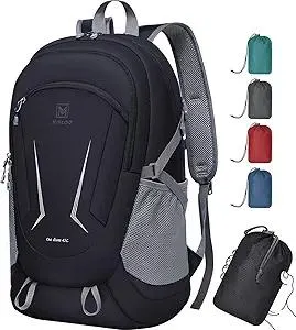 MIYCOO Backpack - Ultra Lightweight Packable Backpack for Travel Camping, 45L Hiking Back Pack Waterproof Foldable Daypack for Men Women Black