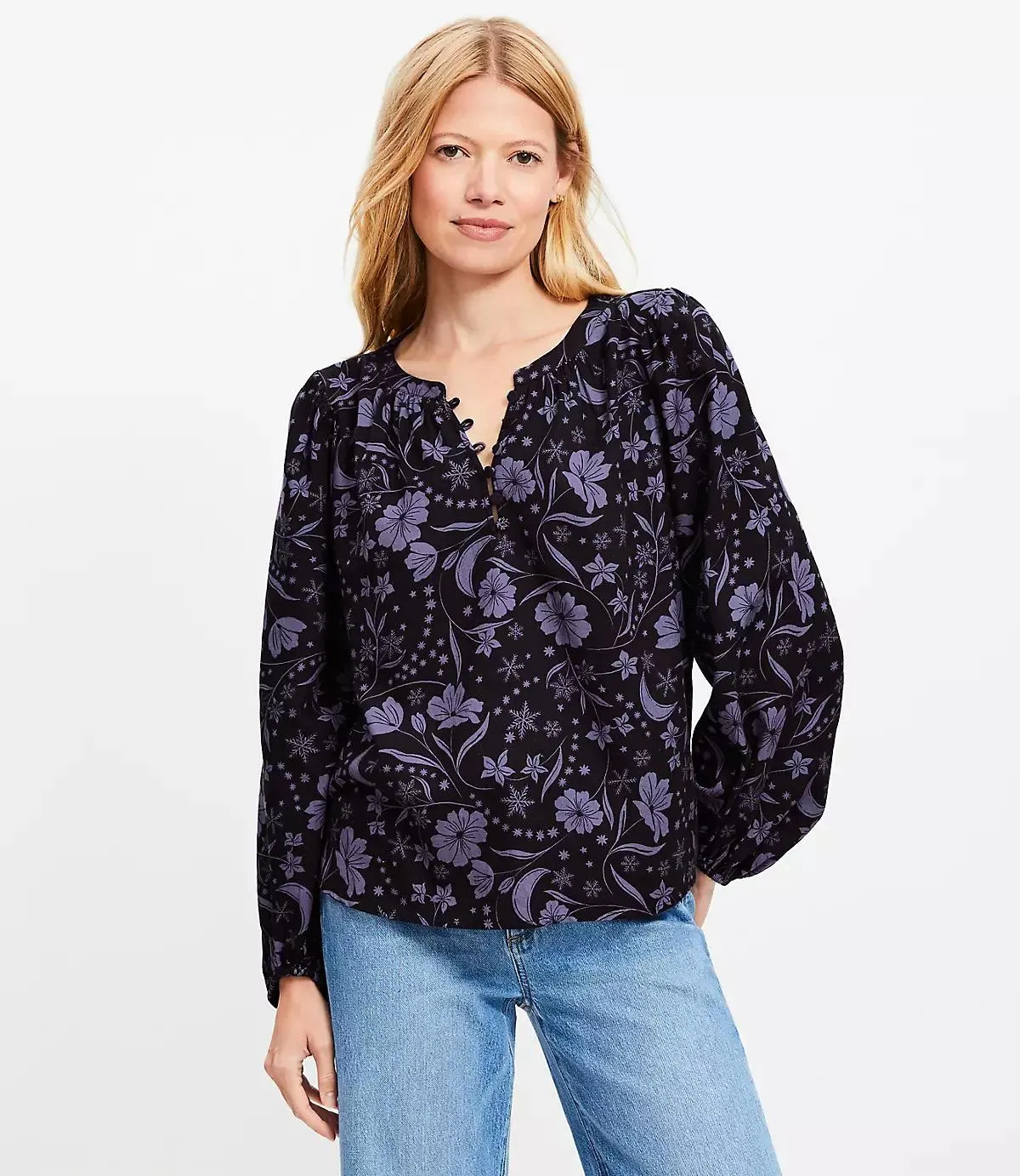 Snowflake Bloom Henley Blouse