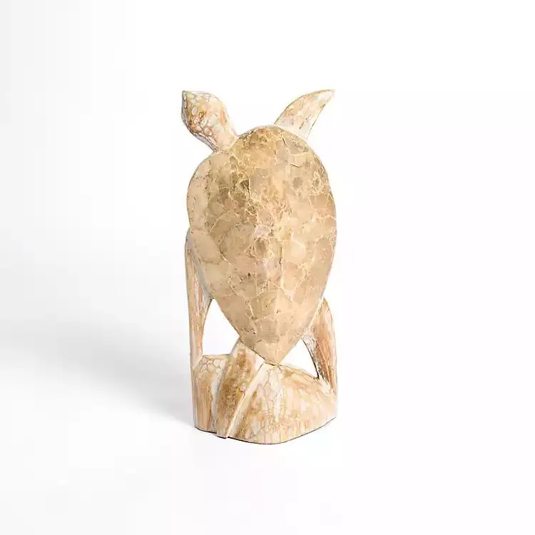 Natural Capiz Sea Turtle Coastal Figurine