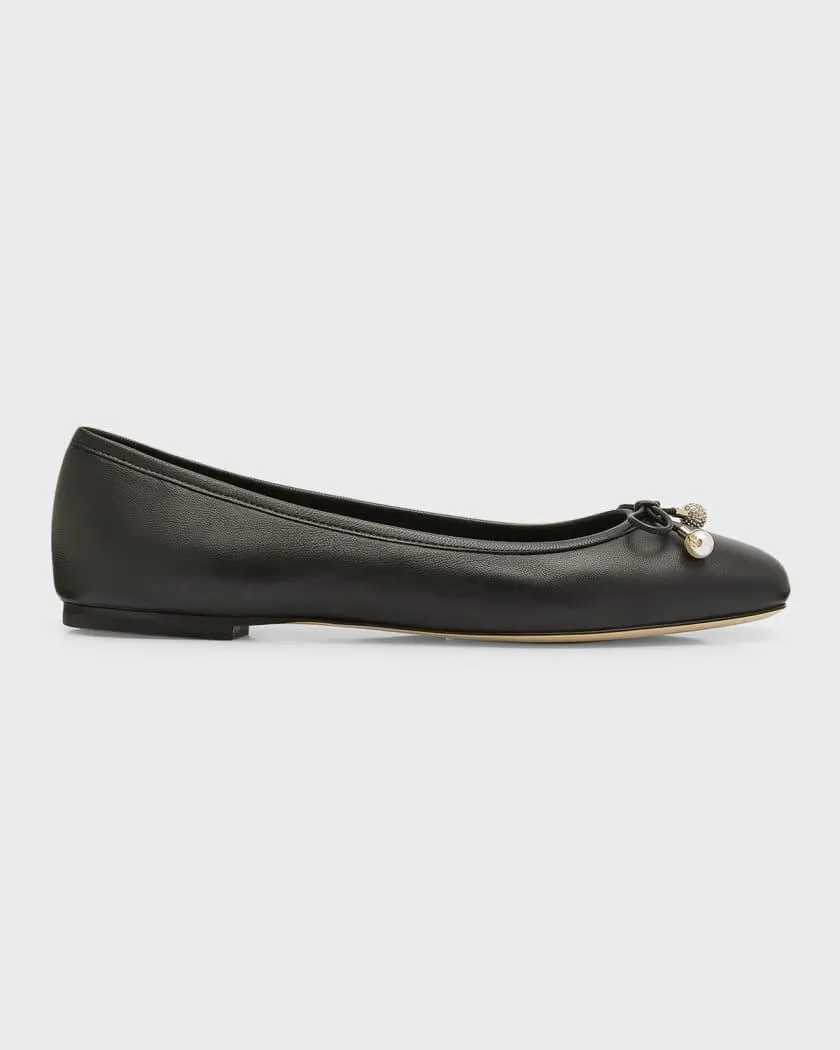 Elme Leather Bow Ballerina Flats