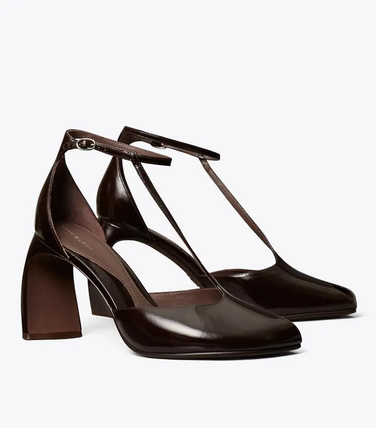 PEEP-TOE T-STRAP HEELED SANDAL