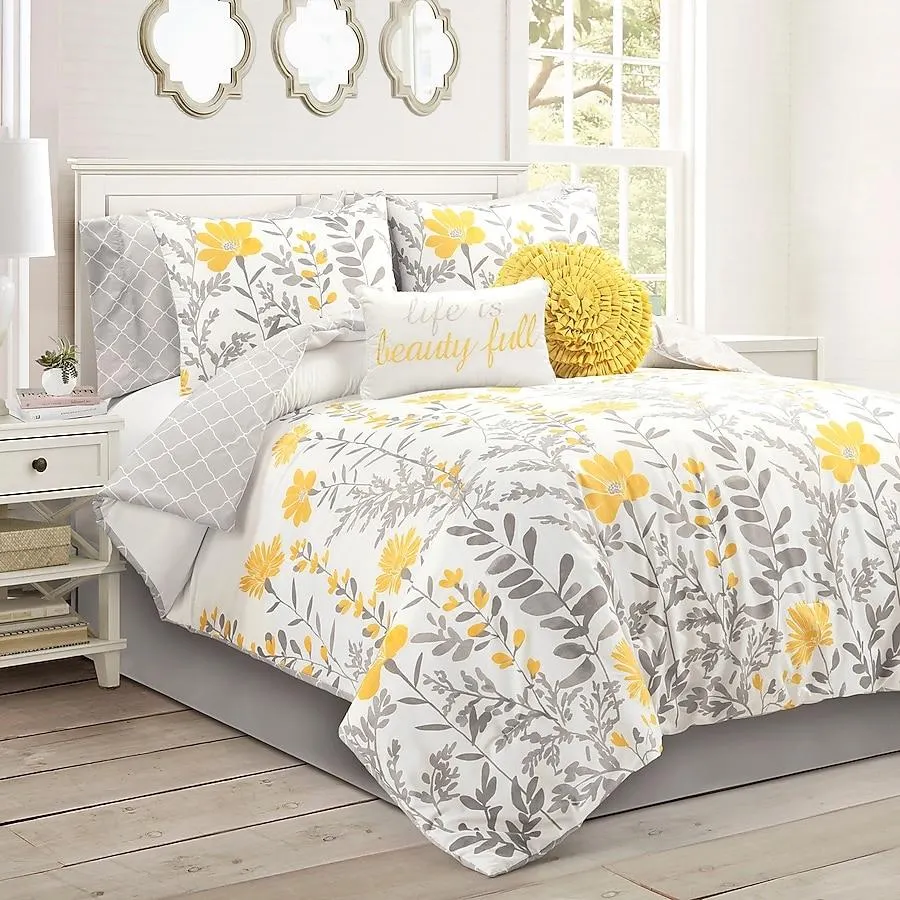 Lush Decor Yellow Floral Reversible King Comforter