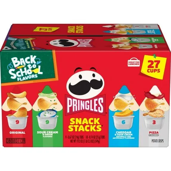 Pringles Variety Pack Potato Crisps Chips, Lunch Snacks, 27 Count