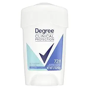 Degree Clinical Protection Antiperspirant Deodorant 72-Hour Sweat & Odor Protection Shower Clean Antiperspirant for Women 1.7 oz