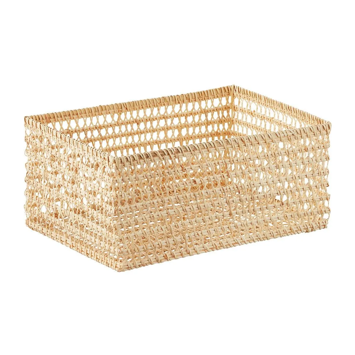 The Container Store Medium Santorini Rattan Bin Natural