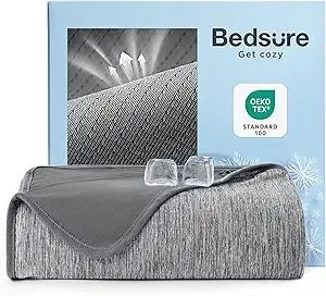 Bedsure Summer Cooling Blanket for Hot Sleepers with Sports Mesh Design, Arc-Chill Q-Max 0.4 Lightweight Breathable Ice Cold Blanket Throws for Night Sweats, 50 x 70 Inches, Mesh Grey