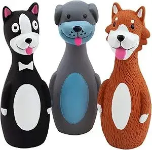 CHIWAVA 3 Pack 5.7 Inch Squeaky Latex Dog Toys Standing Stick Dog Dog Toy Puppy Fetch Interactive Play for Small Dogs