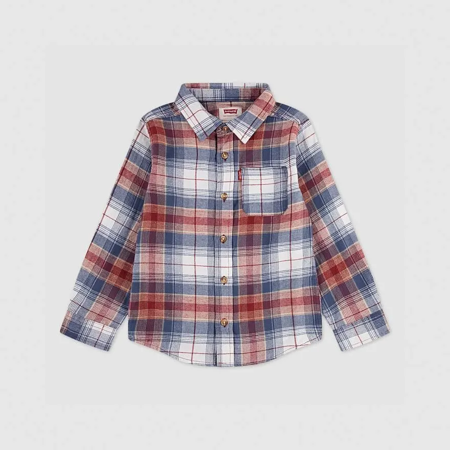 Indigo Plaid Twill Shirt Little Boys 4-6x