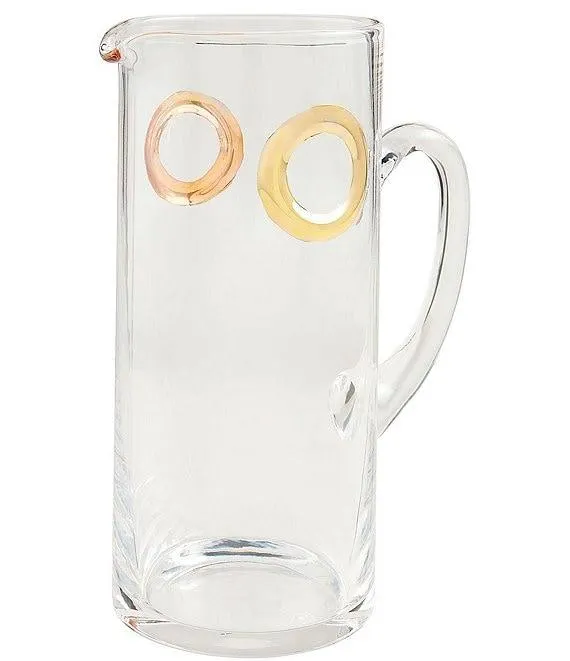 Everyday Entertaining Collection Glass Pitcher with Gold Accent Rings