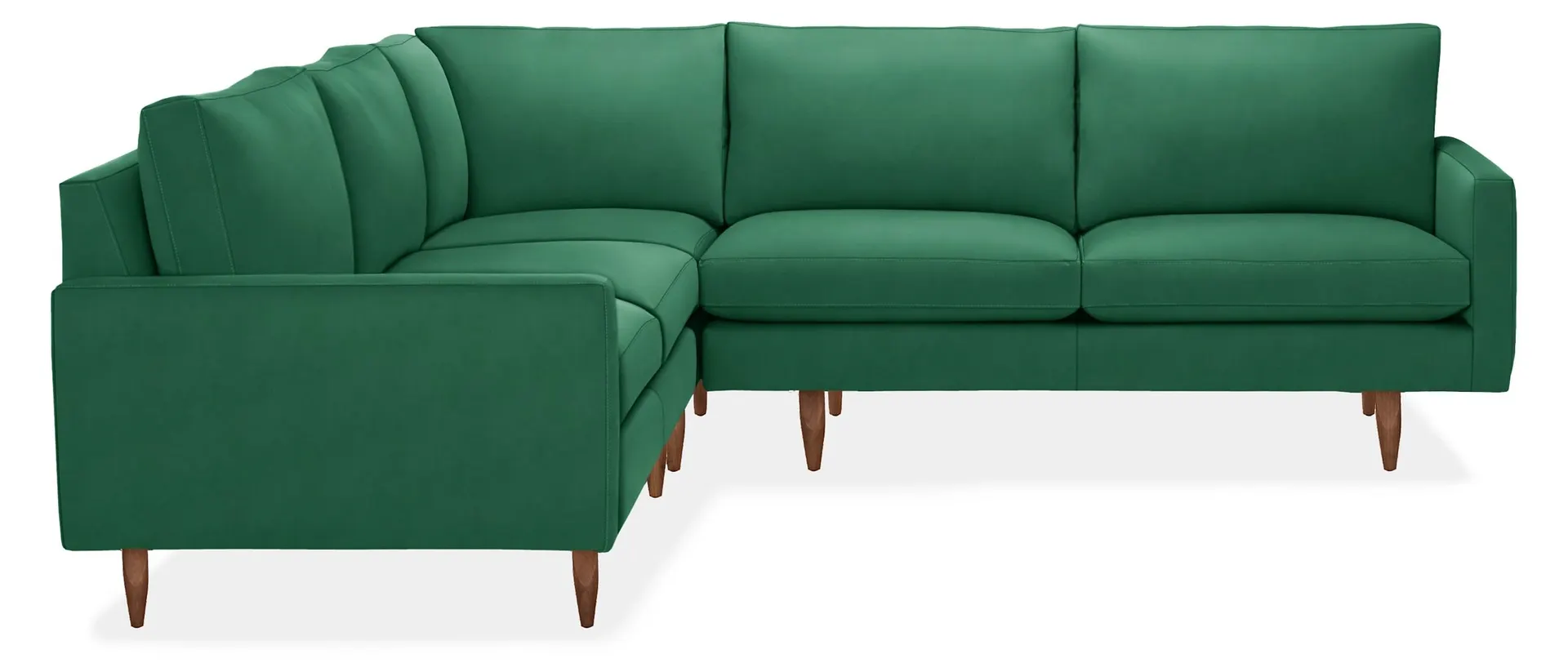 Jasper 103x103" Three-Piece Sectional in Vance Emerald w/Walnut Legs