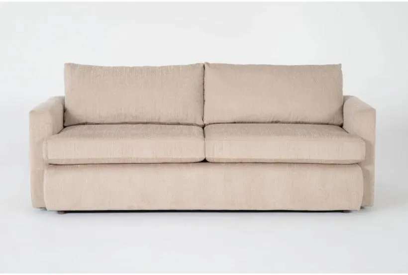 Basil Putty Beige Fabric 85" Sofa | Track Arms