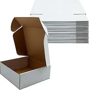 8x8x3 inch Shipping Boxes, White Corrugated Cardboard Box Literature Mailing Shipping Packaging Recyclable Storage Boxes and Craft Gifts Giving Products Business White Box Set of 25 (8''x8''x3'')