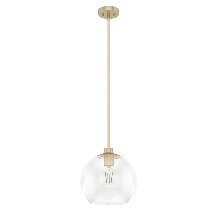 Hunter Xidane 1 -Light Alturas Gold Mid-century Clear glass Globe Medium Hanging Kitchen island light