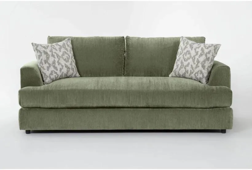 Opaline Green Crypton Fabric Down High Performance 85" Condo Sofa | Contract Grade | Loose Reversible Back