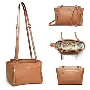 Miss Fong Mini Diaper Bag, Crossbody Diaper Clutch with 7 Organizers, 2 Insulated Pockets and Adjustable Strap (Brown)