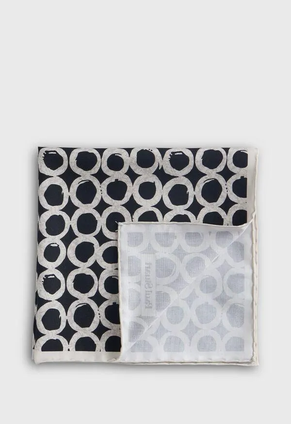 Geometric Print Silk Pocket Square