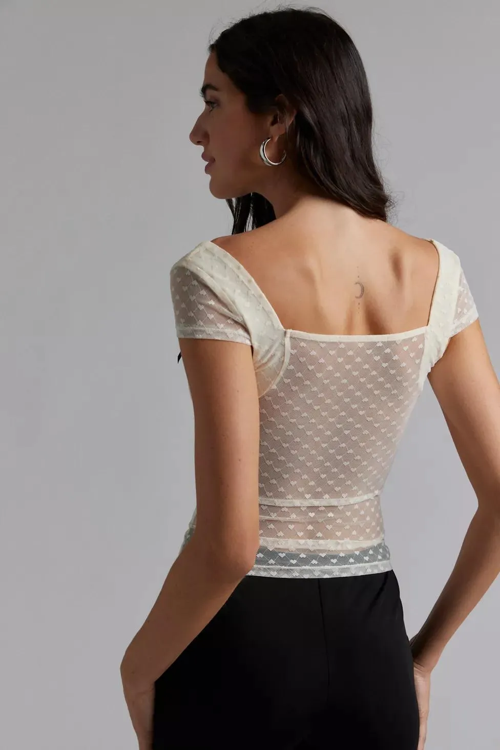 Kimchi Blue Bridgette Heart Dotted Mesh Top