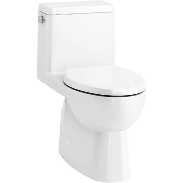 Reach 12 in. Rough In 1-Piece 1.28 GPF Single Flush Elongated Toilet in White Seat Included