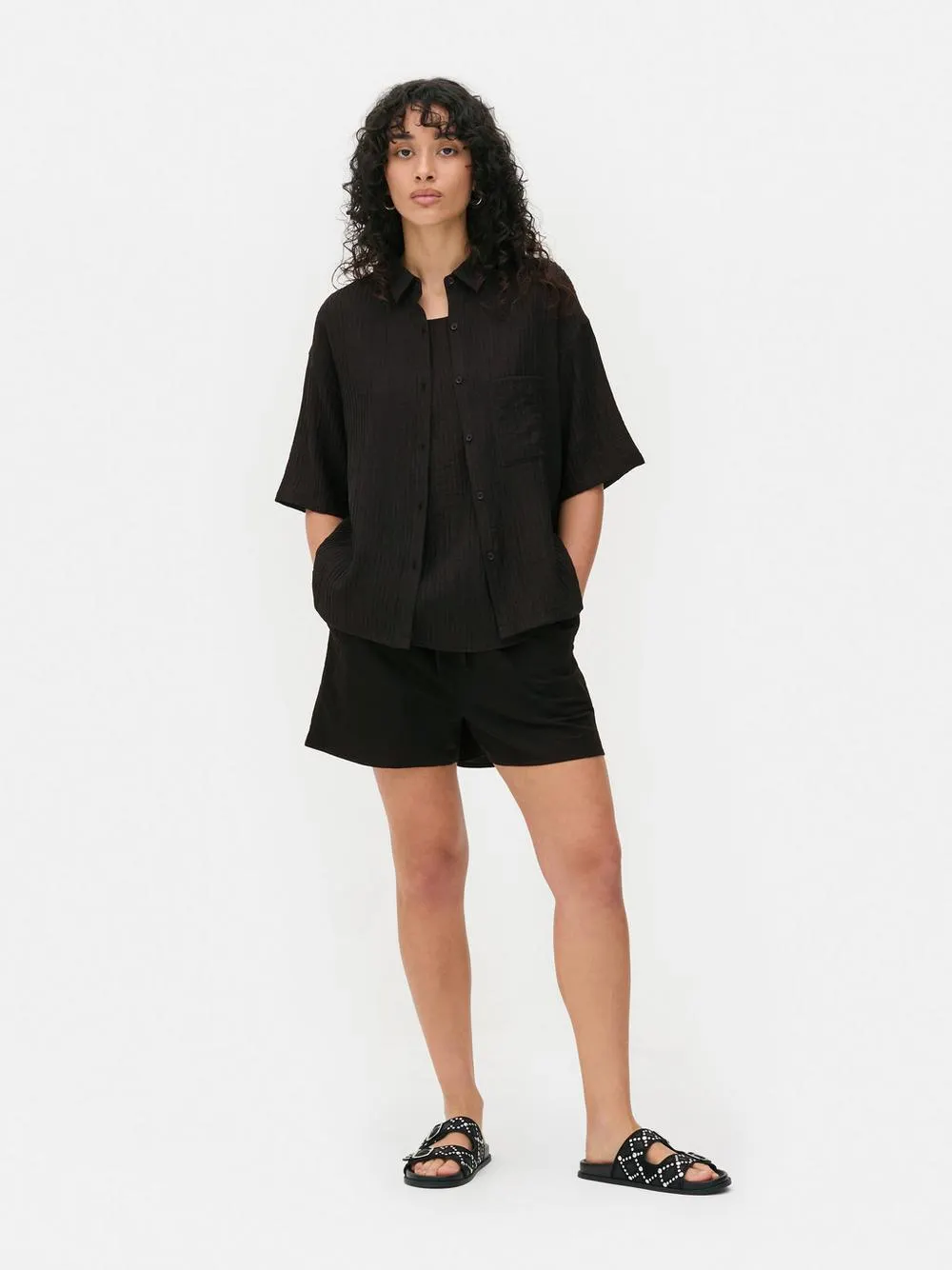 2-in-1 Crinkle Shirt and Tank