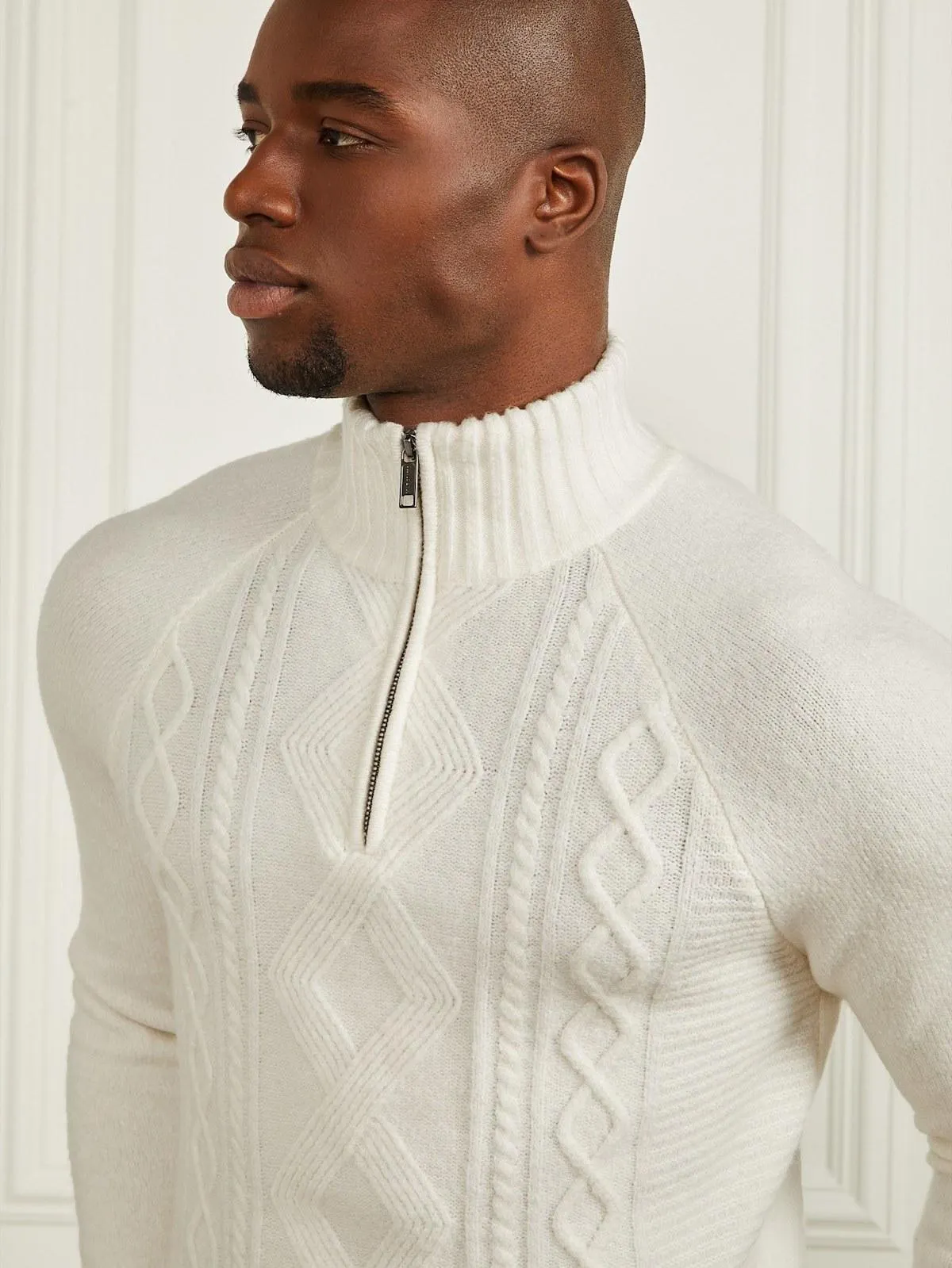 Eco Half-Zip Cable Knit Sweater