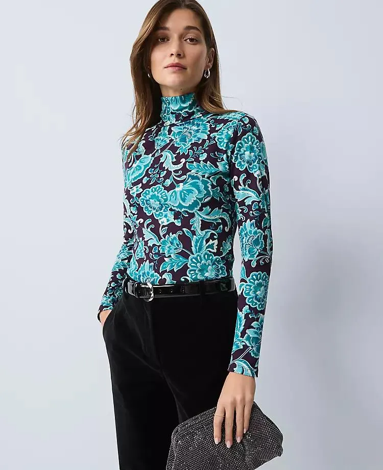 Floral Turtleneck Top