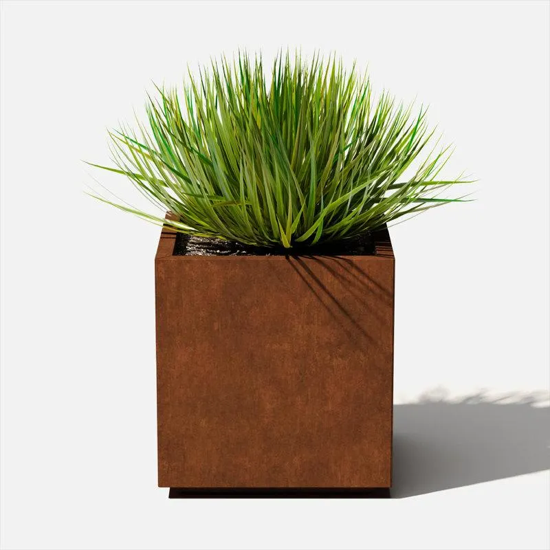 22" H x 21" W x 21" D Corten Steel Series Cube Planter Box