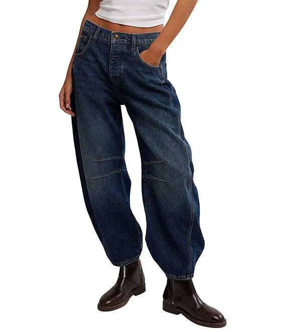 We The Free Good Luck Mid-Rise Wide Leg Barrel Jeans