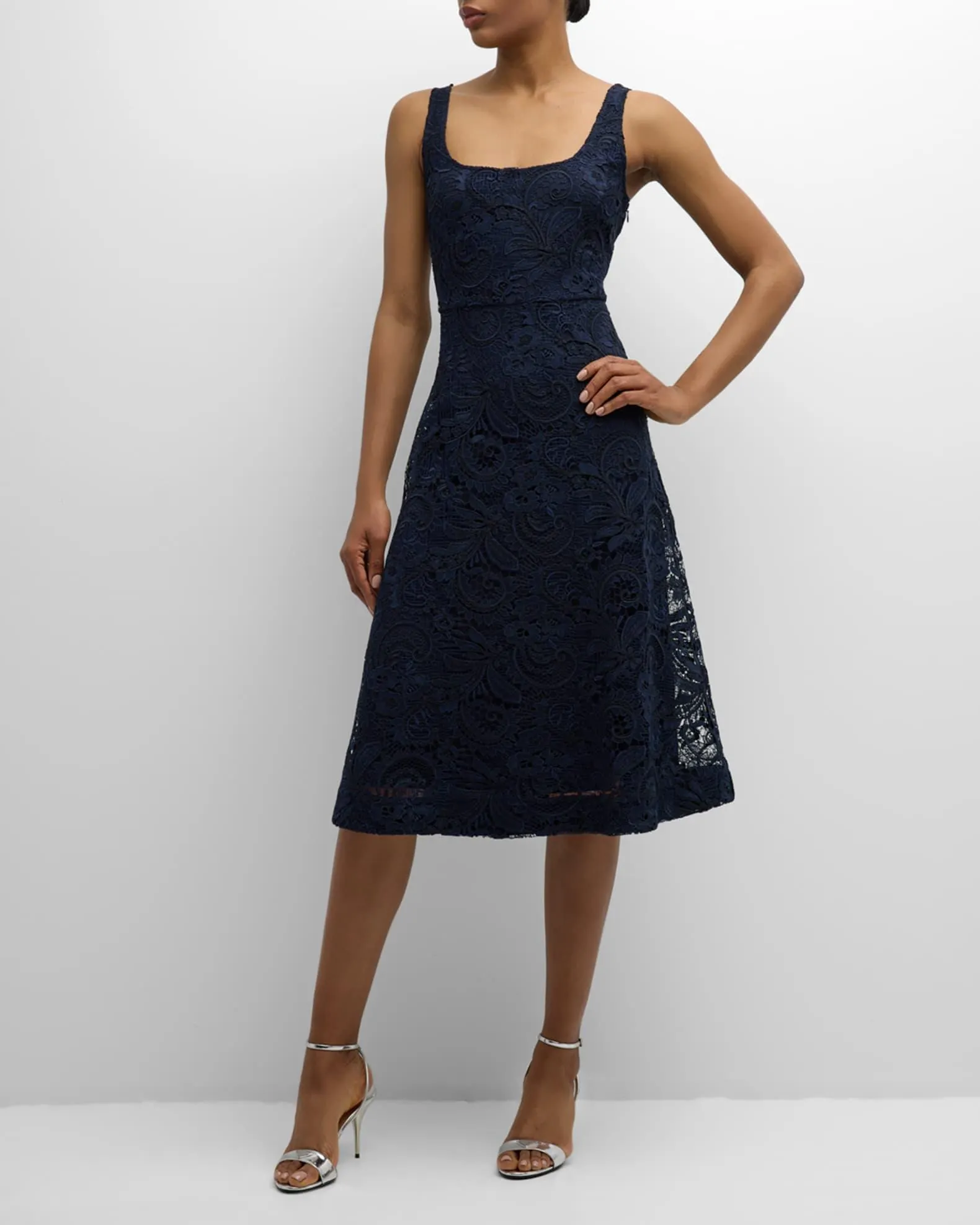 Gracie Beaded Lace-Trim Mini Shift Dress